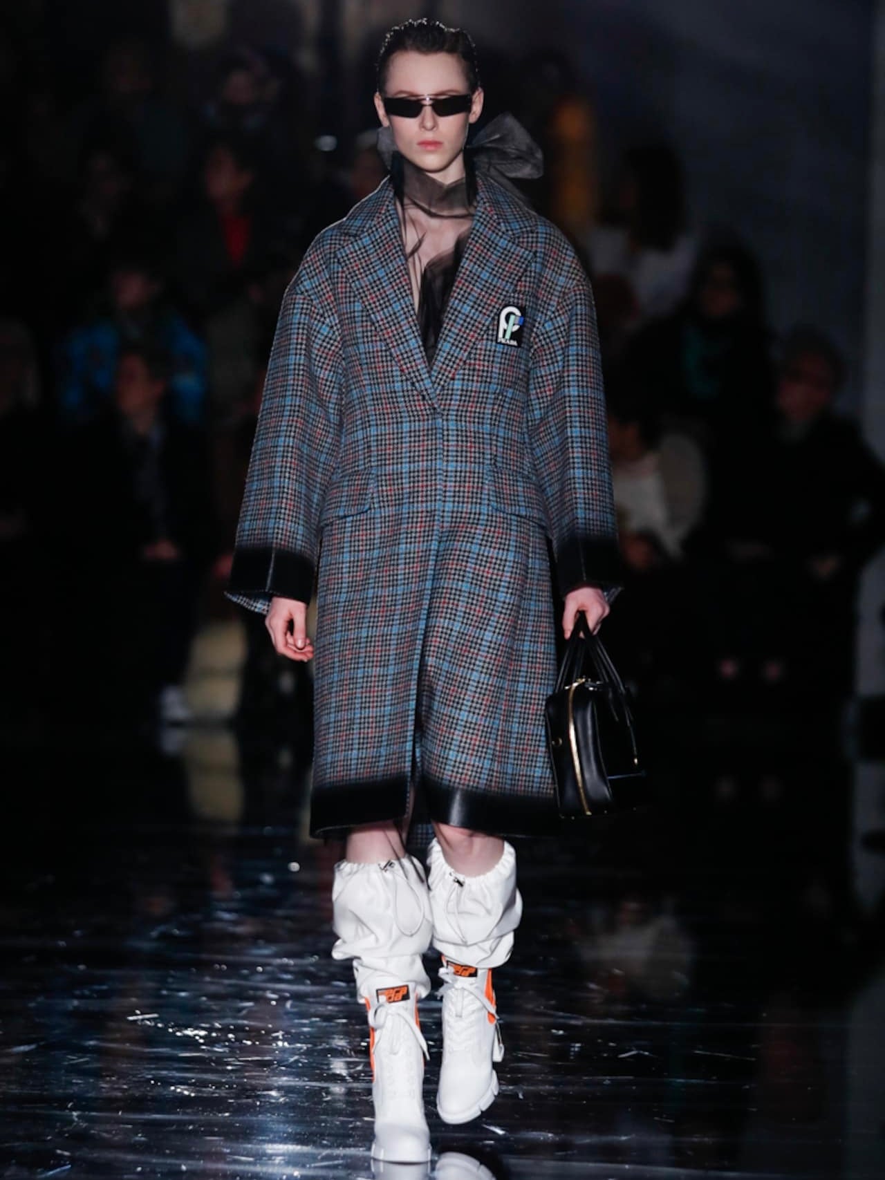 FW 18 Prada Wool Houndstooth Coat