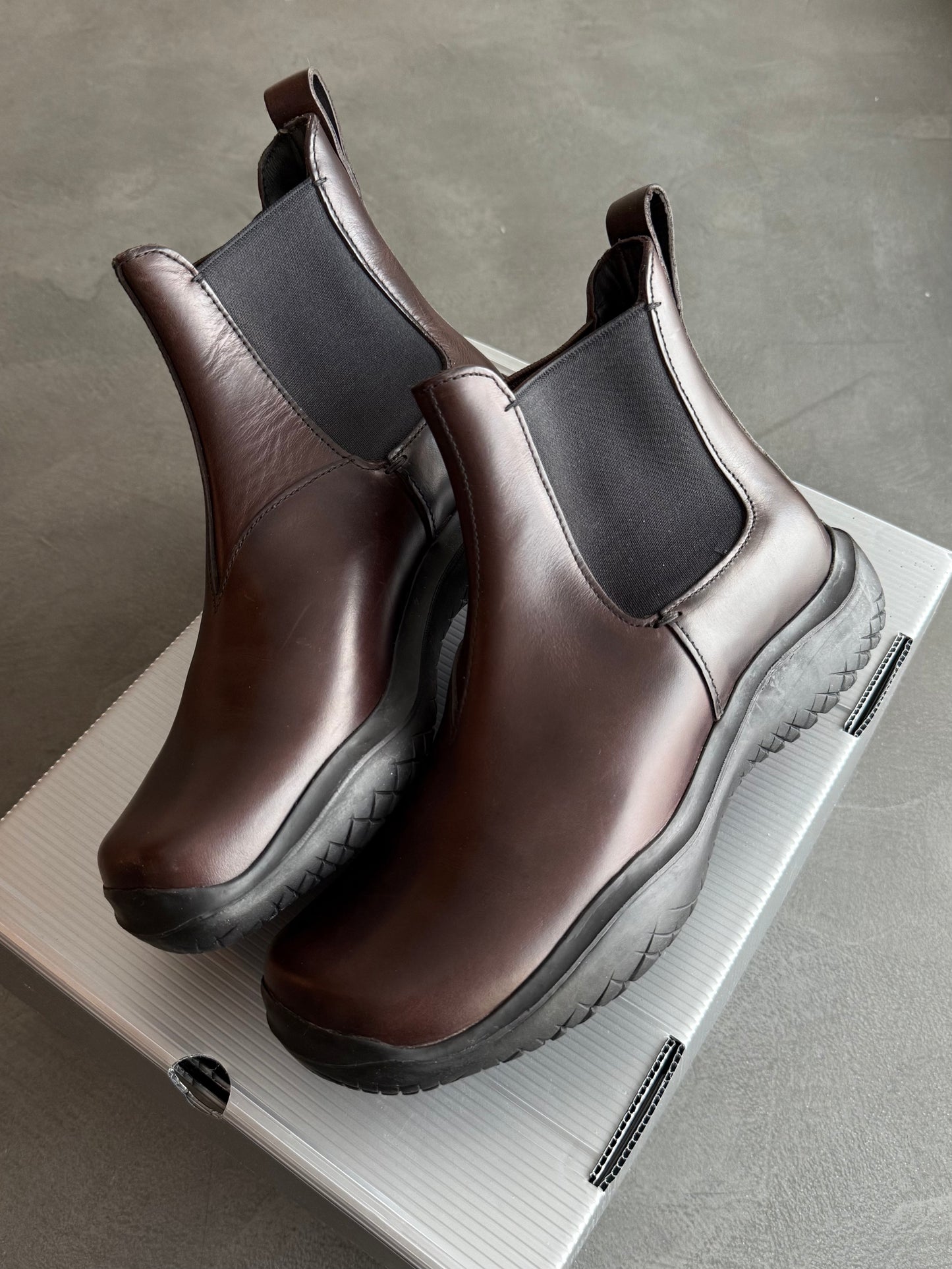 FW 99 Prada Sport Square Toe Chelsea Boots