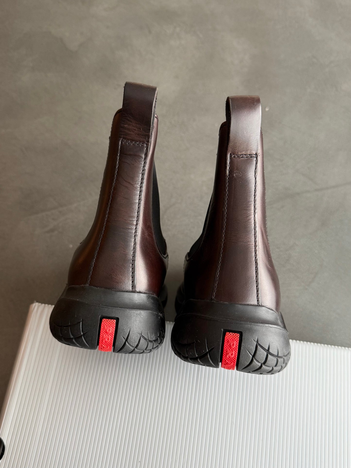 FW 99 Prada Sport Square Toe Chelsea Boots