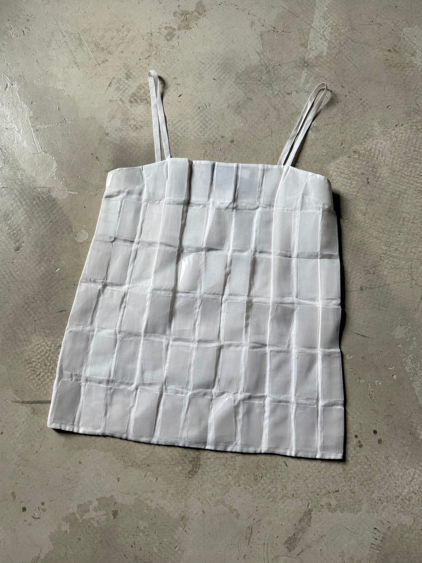 FW 98 Prada Plastic Tile Embellished Silk Top
