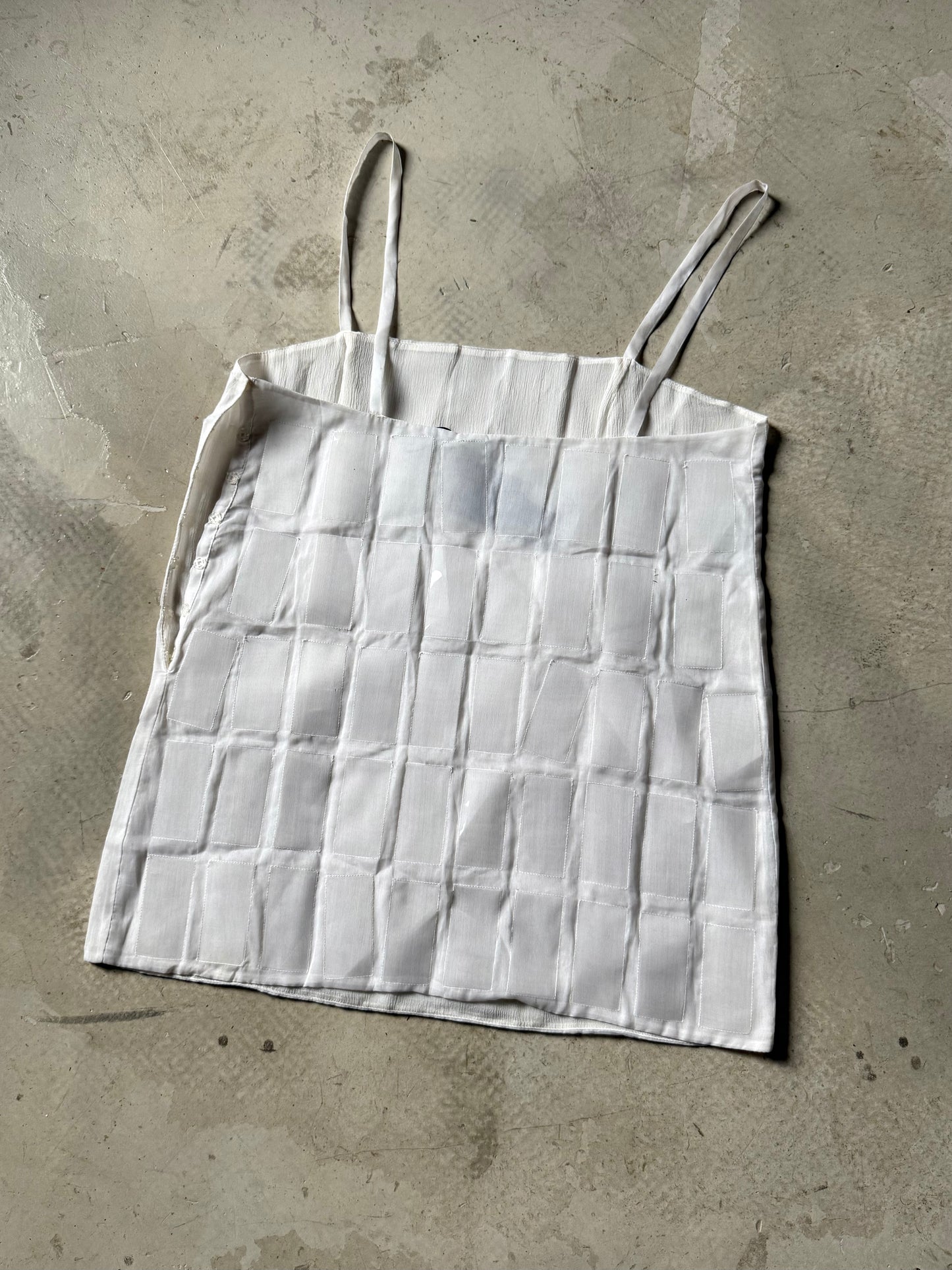 FW 98 Prada Plastic Tile Embellished Silk Top