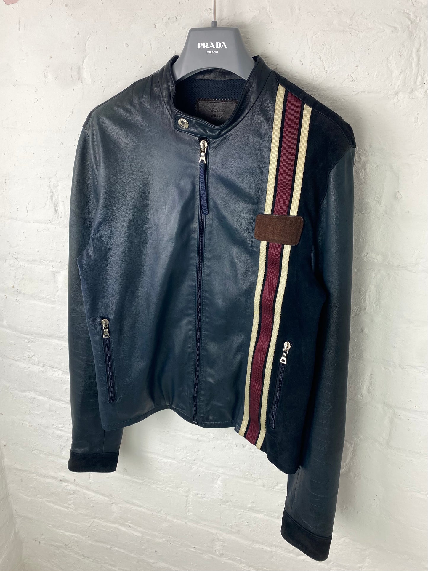SS 00 Prada Leather & Suede Moto Jacket
