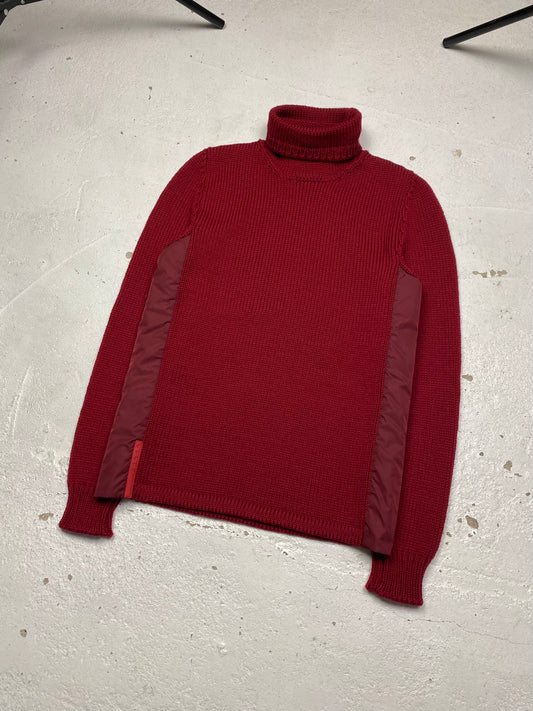 Prada Sport Nylon Panelled Rollneck Knit