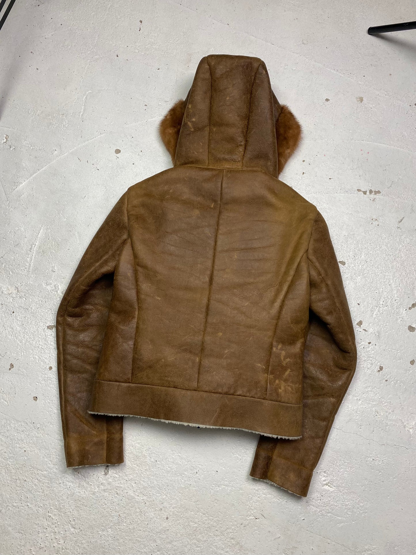 FW 04 Prada Shearling Lined Leather Jacket