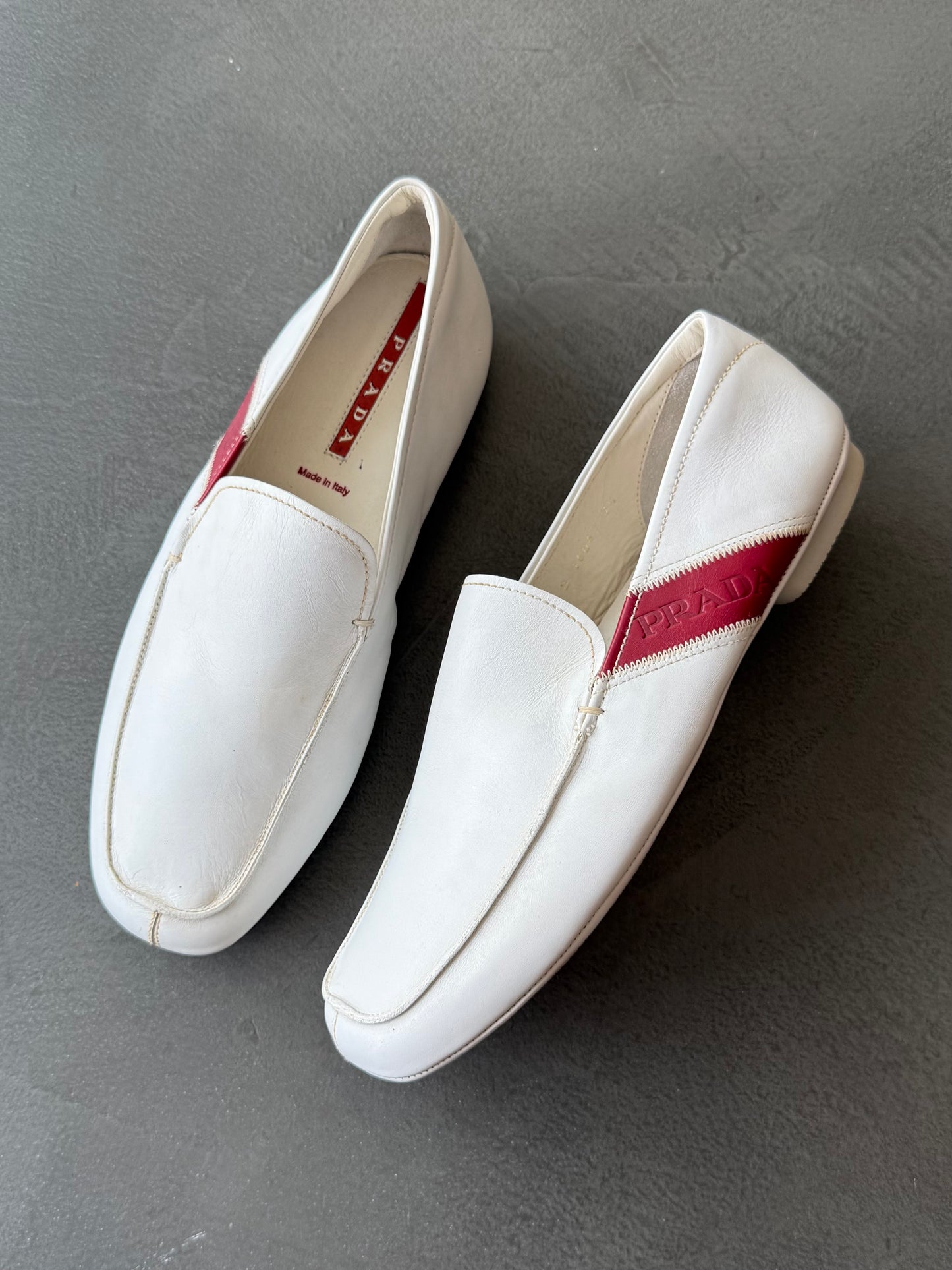 Prada Linea Rossa Leather Loafers