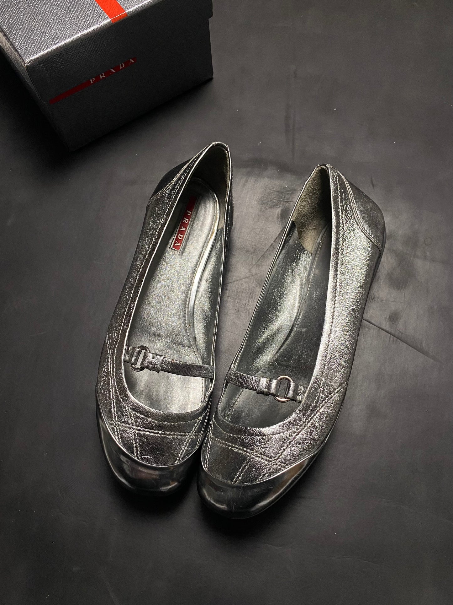 2008 Prada Linea Rossa Leather Flats