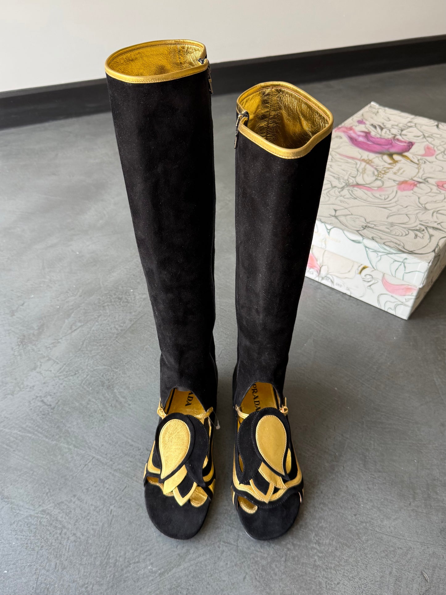 SS 08 Prada Suede Gladiator Boots