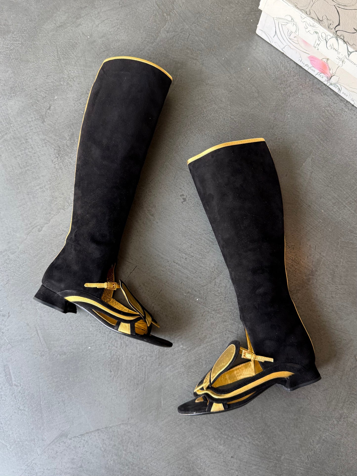SS 08 Prada Suede Gladiator Boots