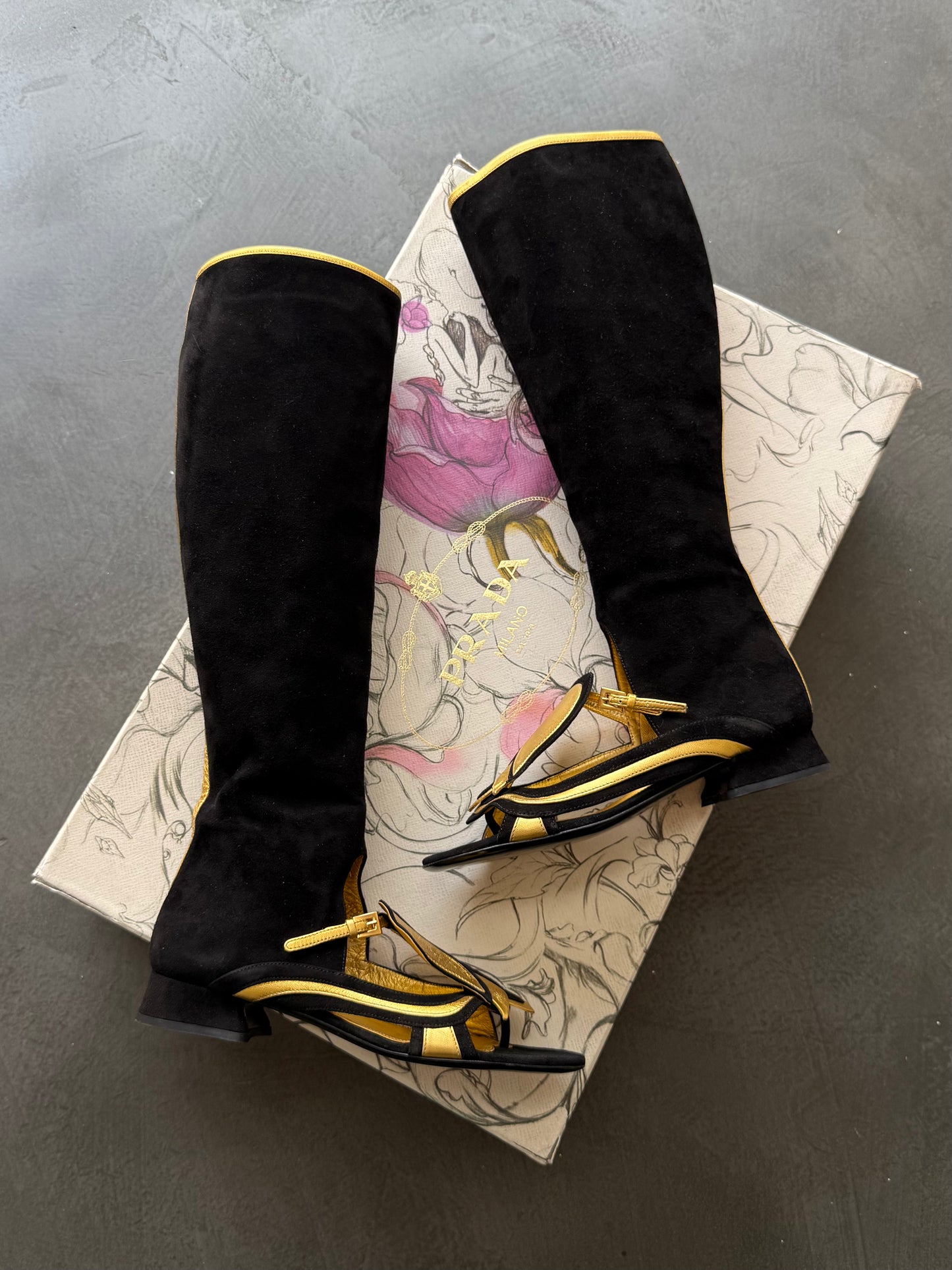 SS 08 Prada Suede Gladiator Boots