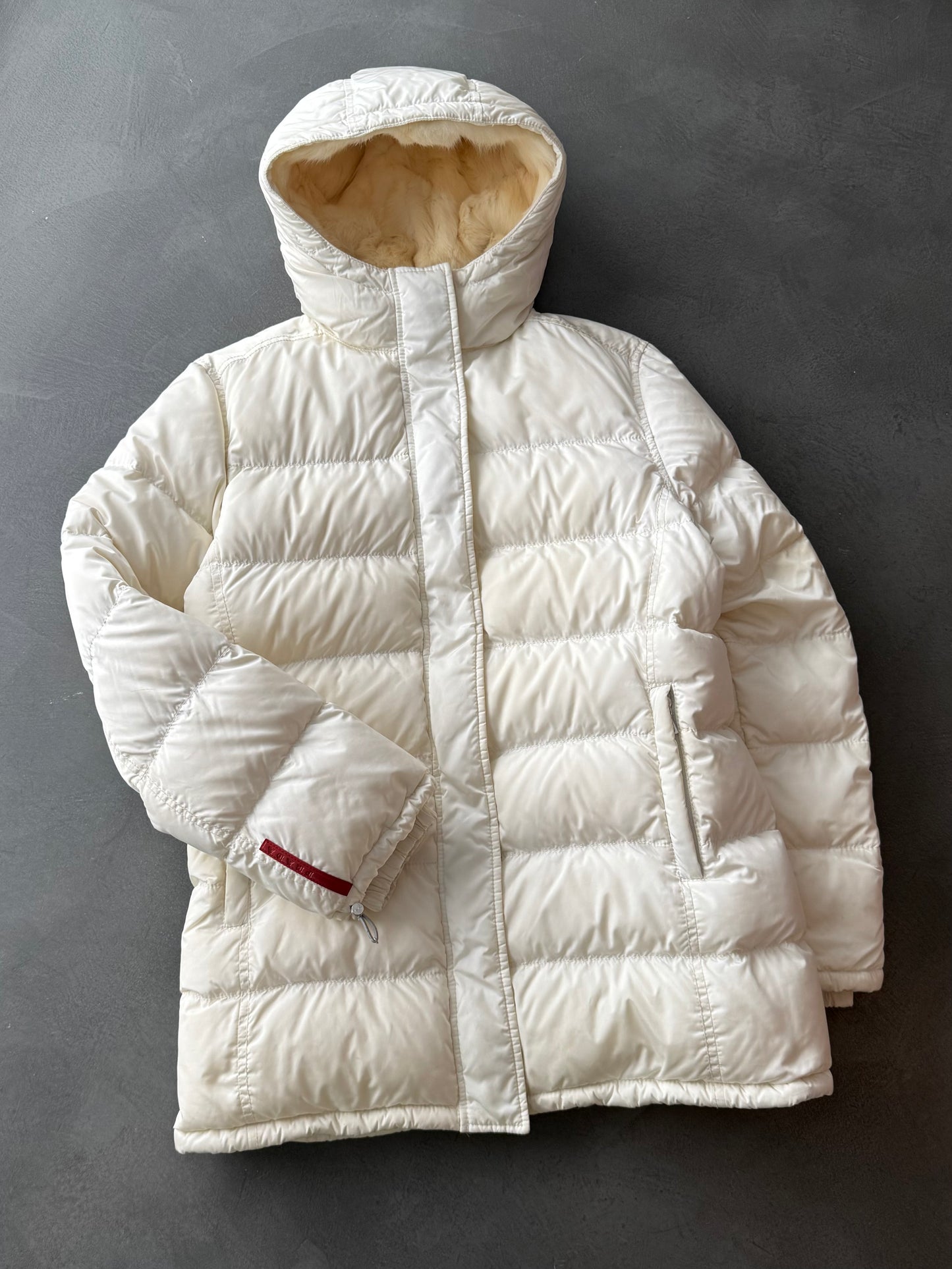 Prada Sport Fur Lined Hood Down Jacket