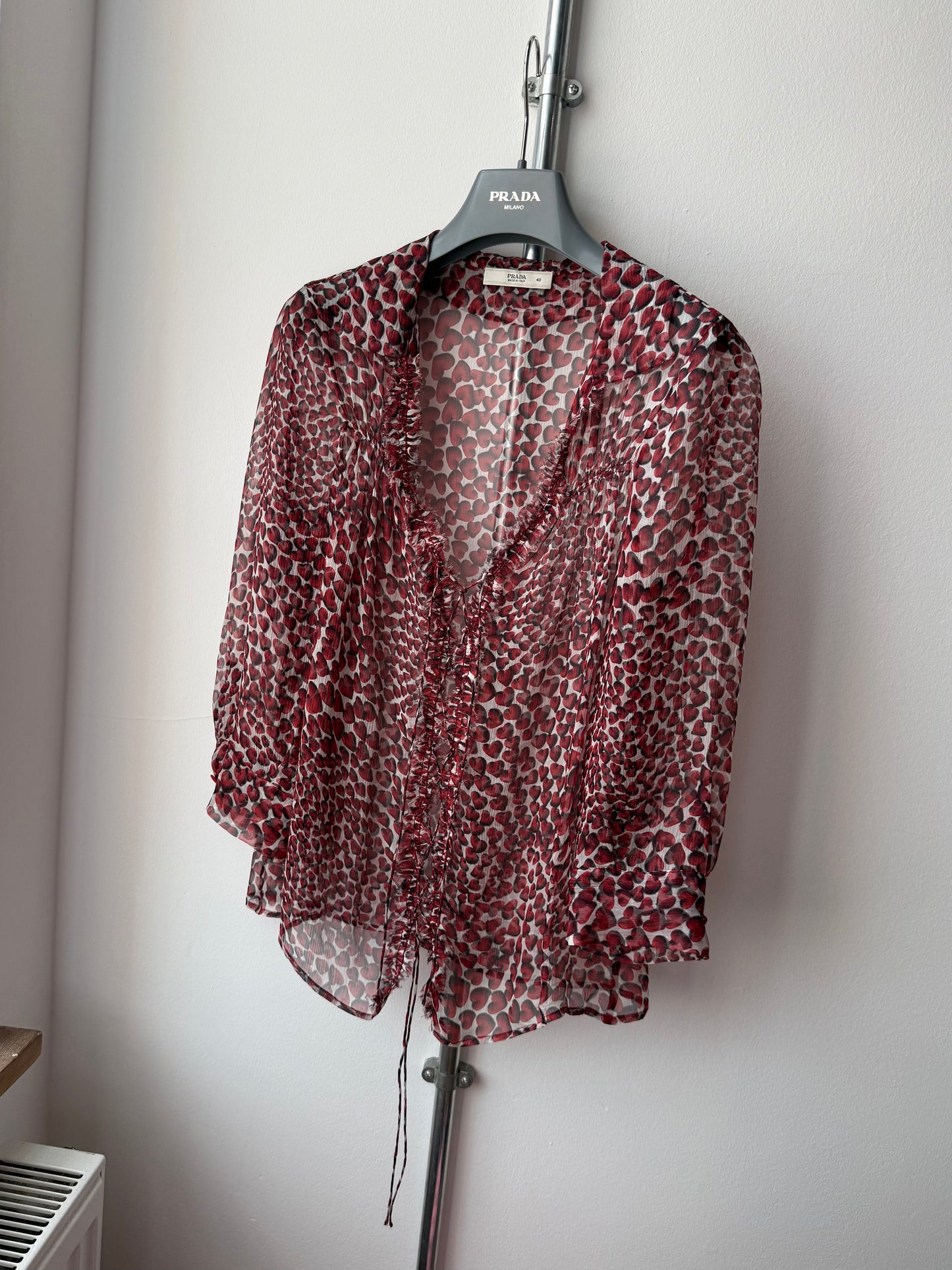 SS 00 Prada Silk Hearts Blouse