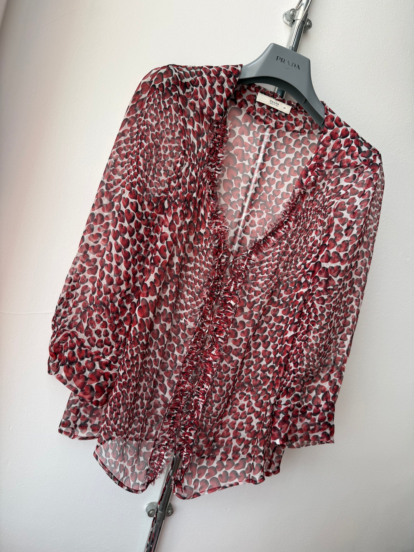 SS 00 Prada Silk Hearts Blouse