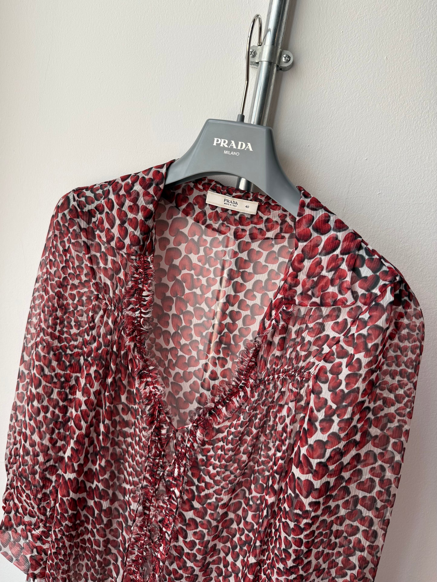 SS 00 Prada Silk Hearts Blouse