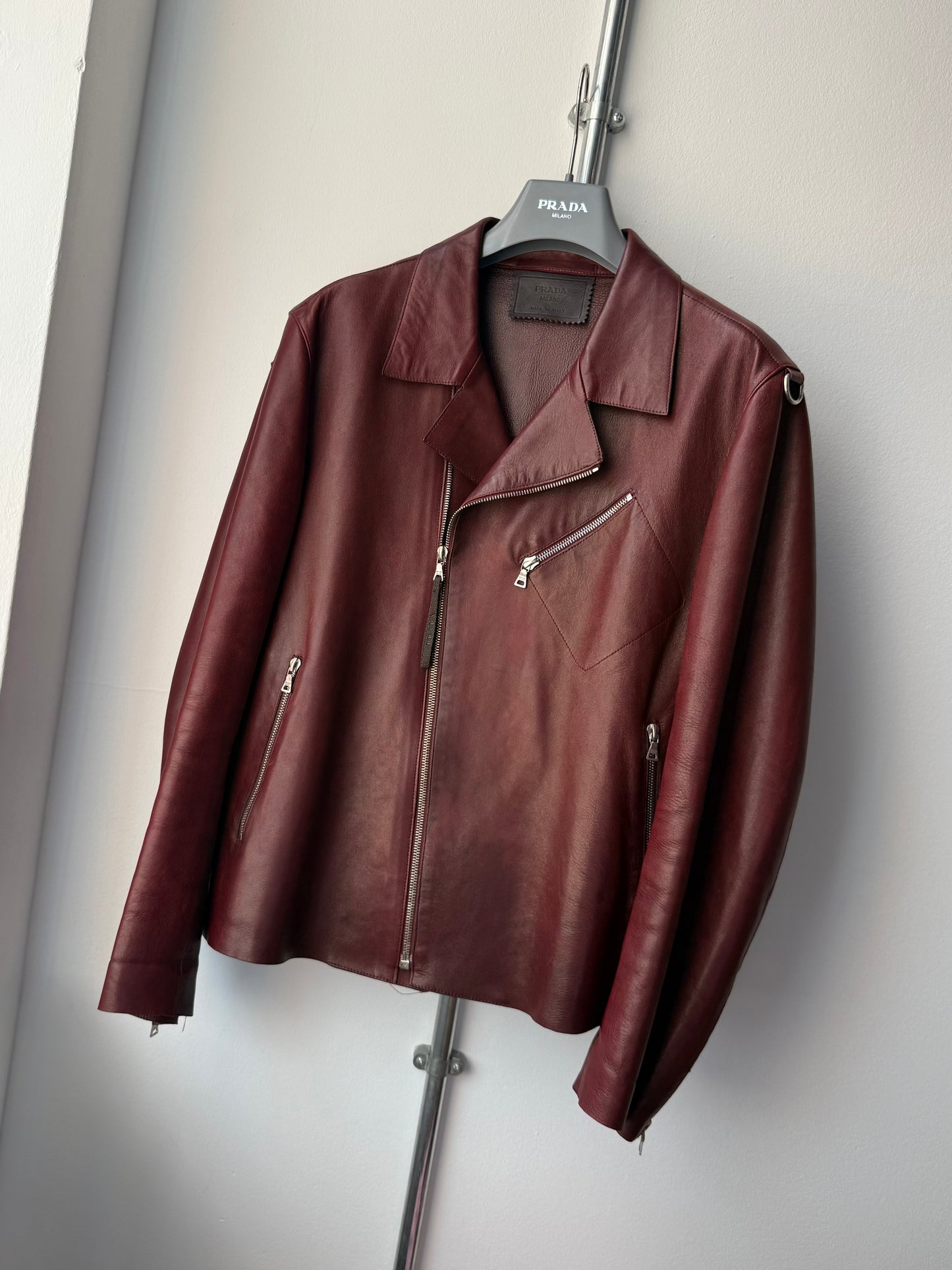 SS 00 Prada Leather Biker Jacket