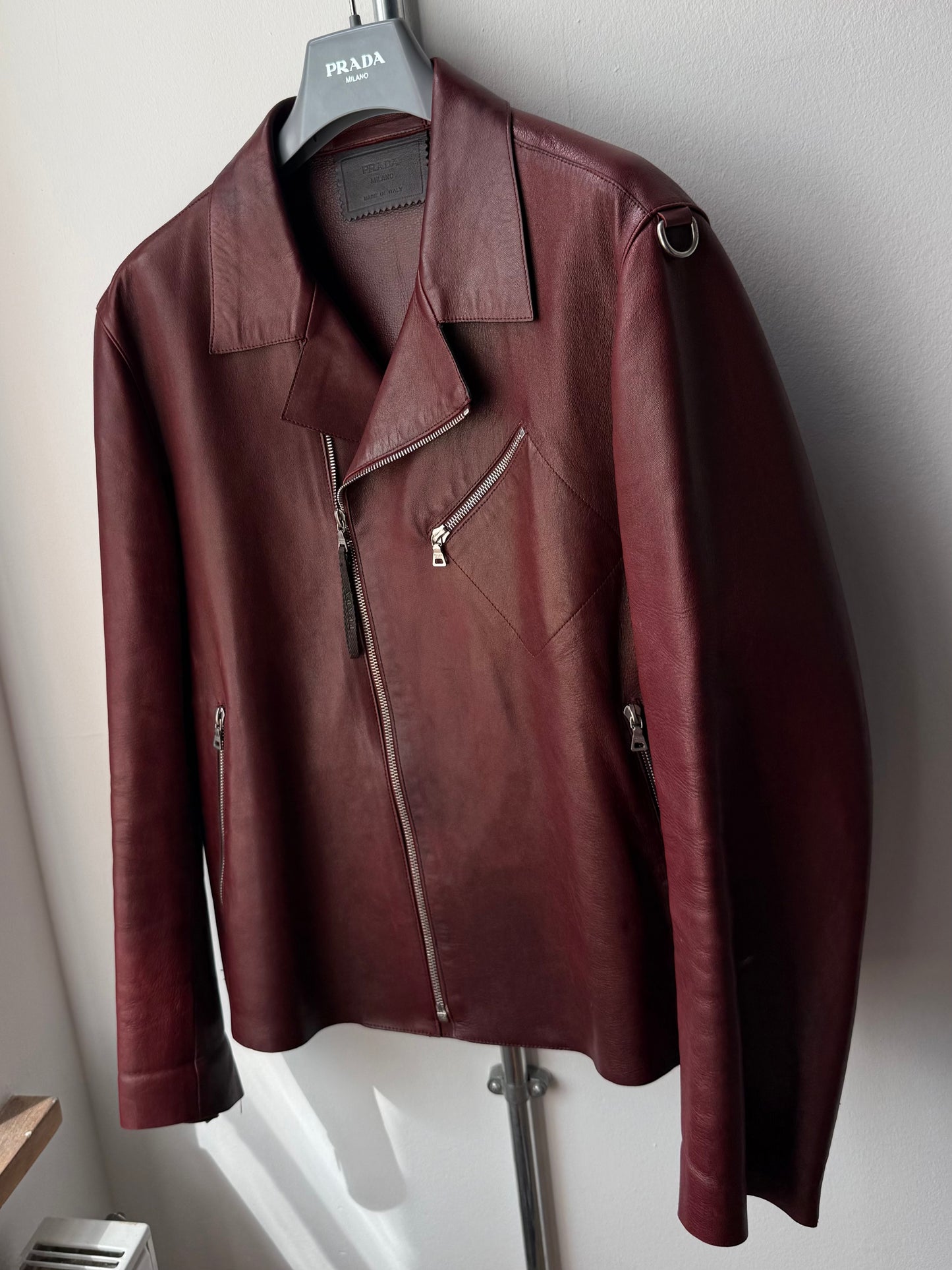 SS 00 Prada Leather Biker Jacket