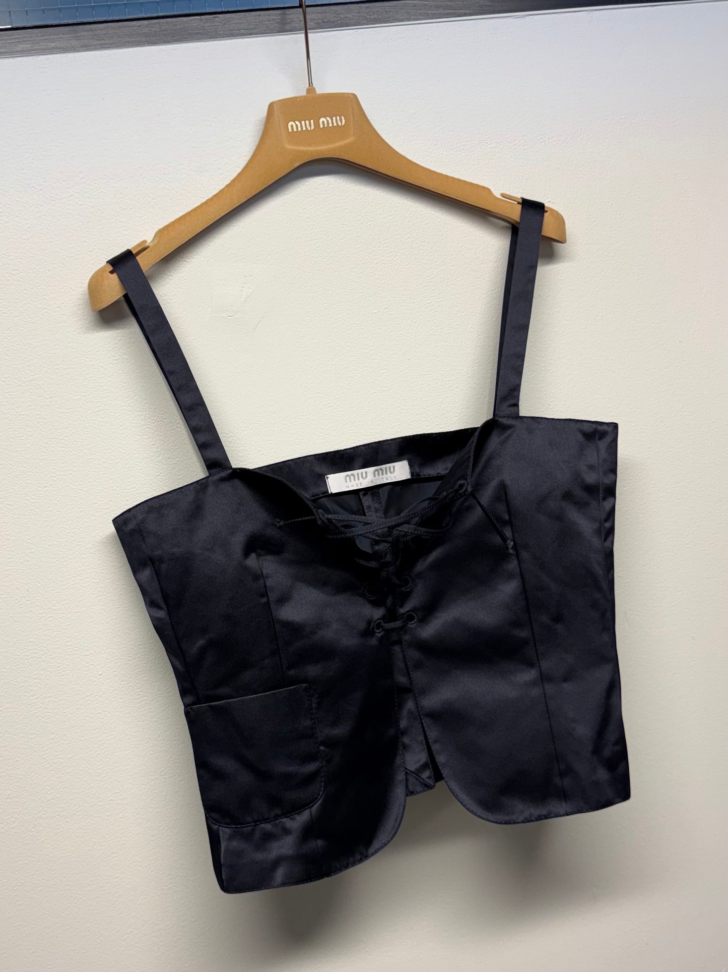 SS 98 Miu Miu Silk Lace Up Top