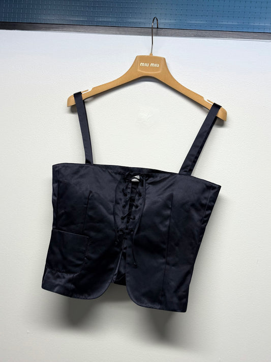 SS 98 Miu Miu Silk Lace Up Top