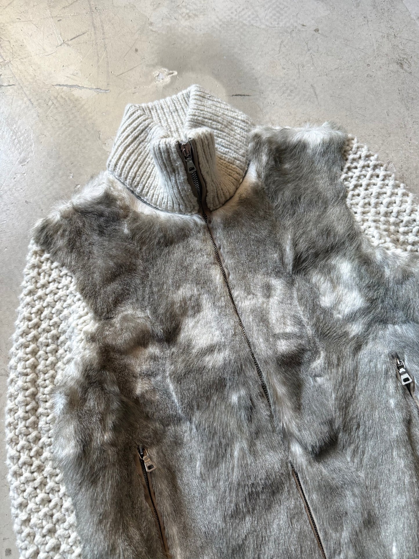 Prada Sport Knitted Fur Tracktop