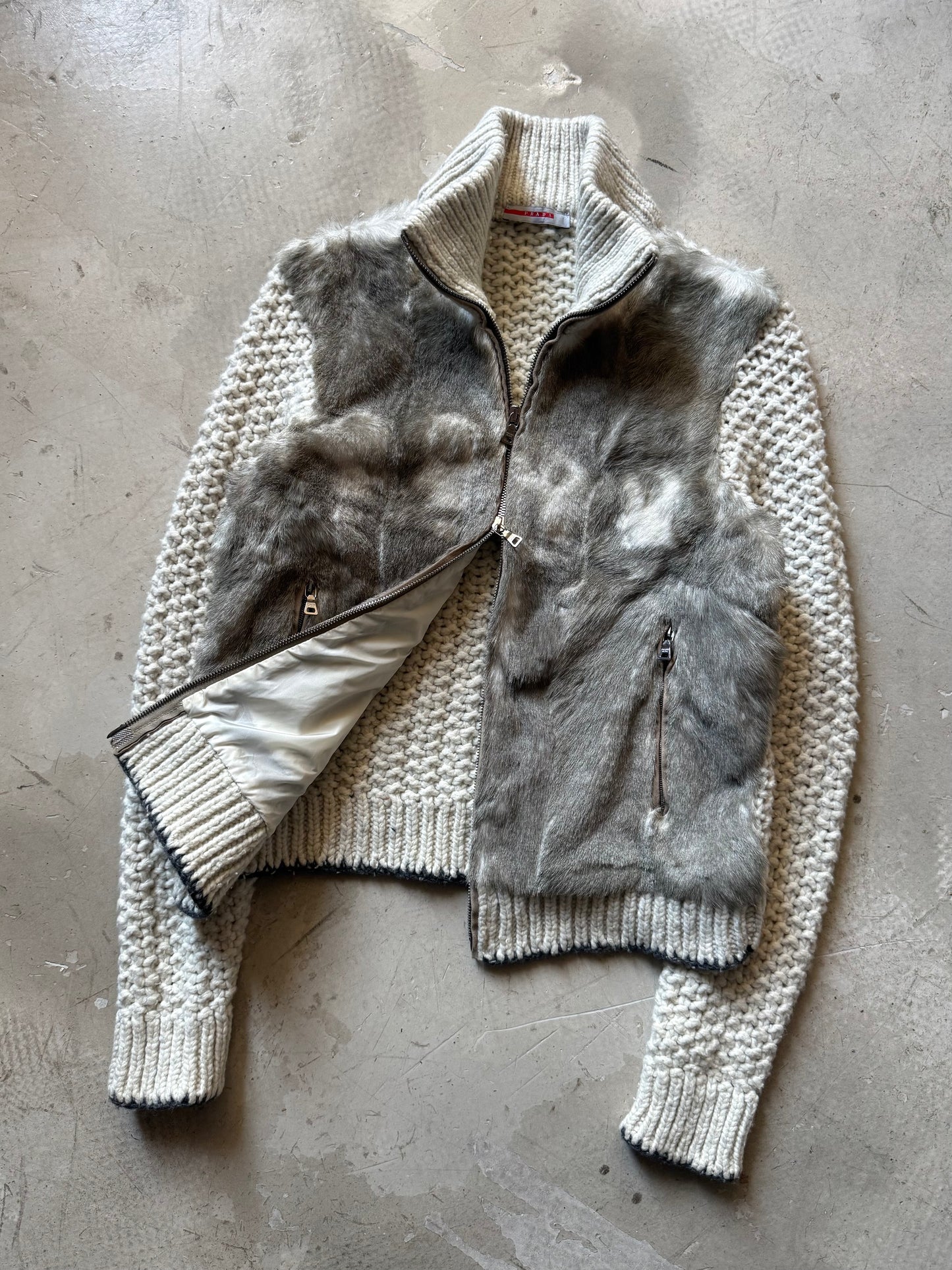 Prada Sport Knitted Fur Tracktop