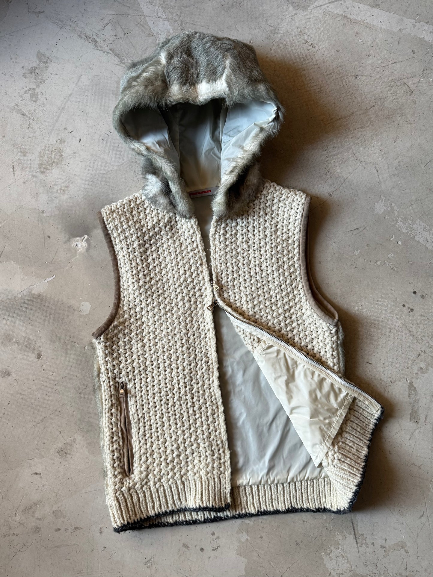 Prada Sport Knitted Fur Vest