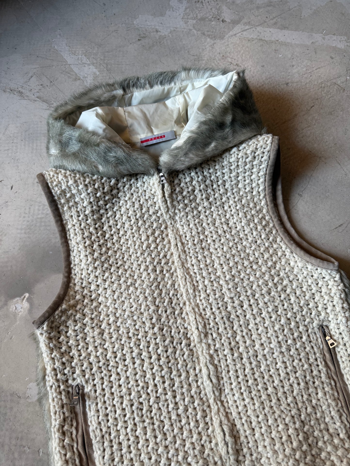Prada Sport Knitted Fur Vest