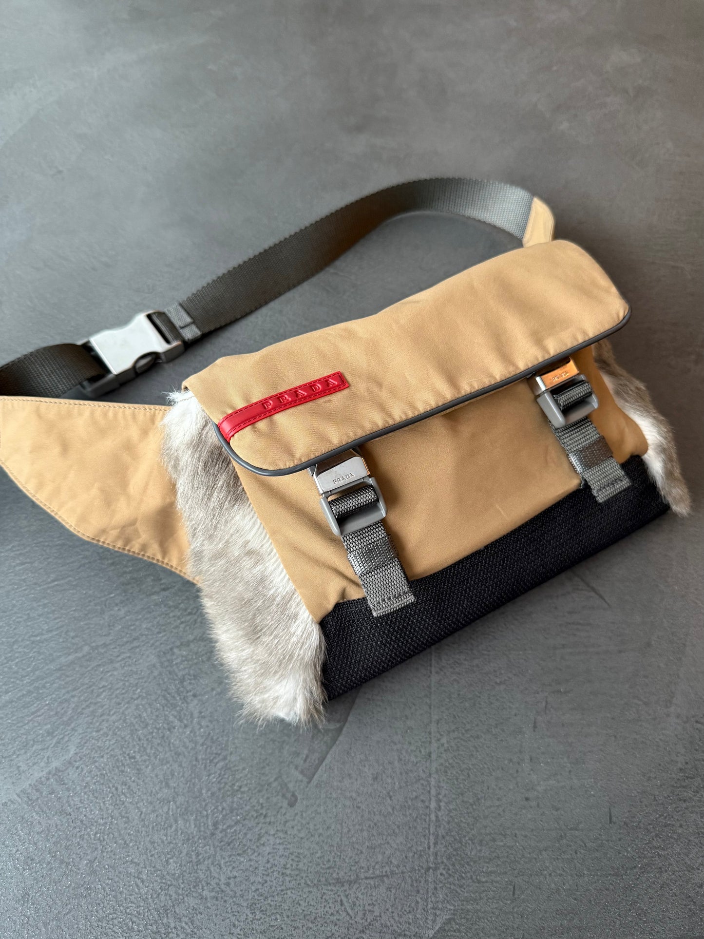 Prada Sport Fur Panelled Waist Bag