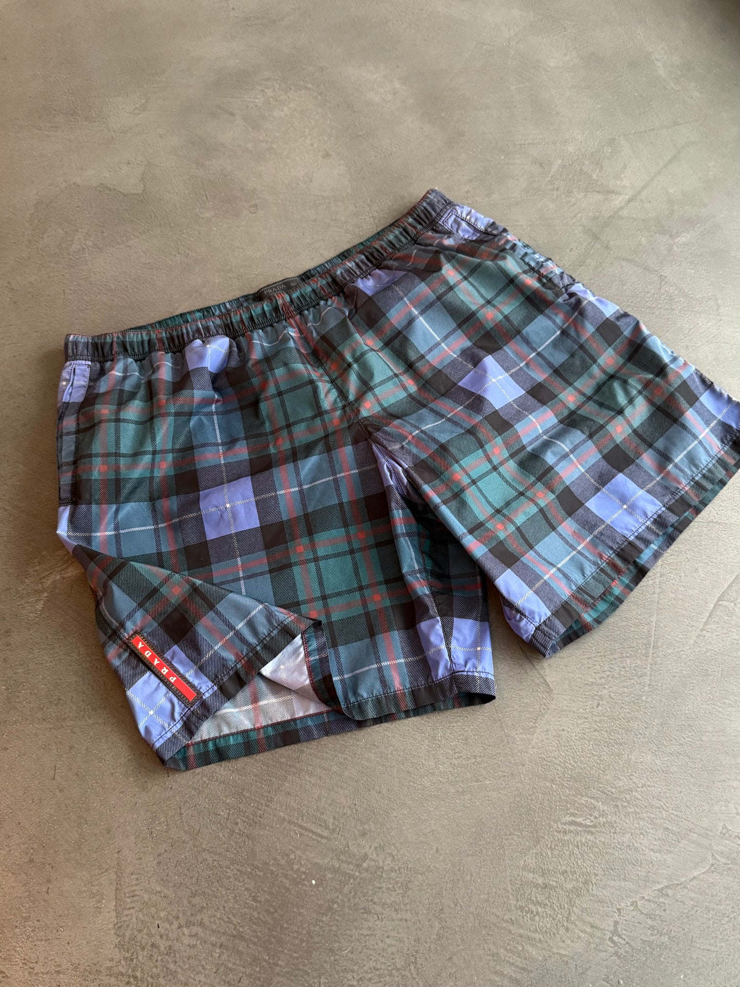 2016 Prada Linea Rossa Tartan Shorts