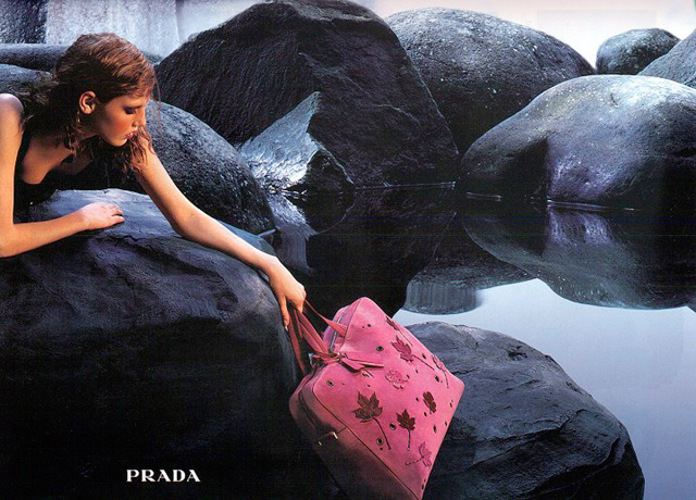 FW 99 Prada Suede Leaves Handbag