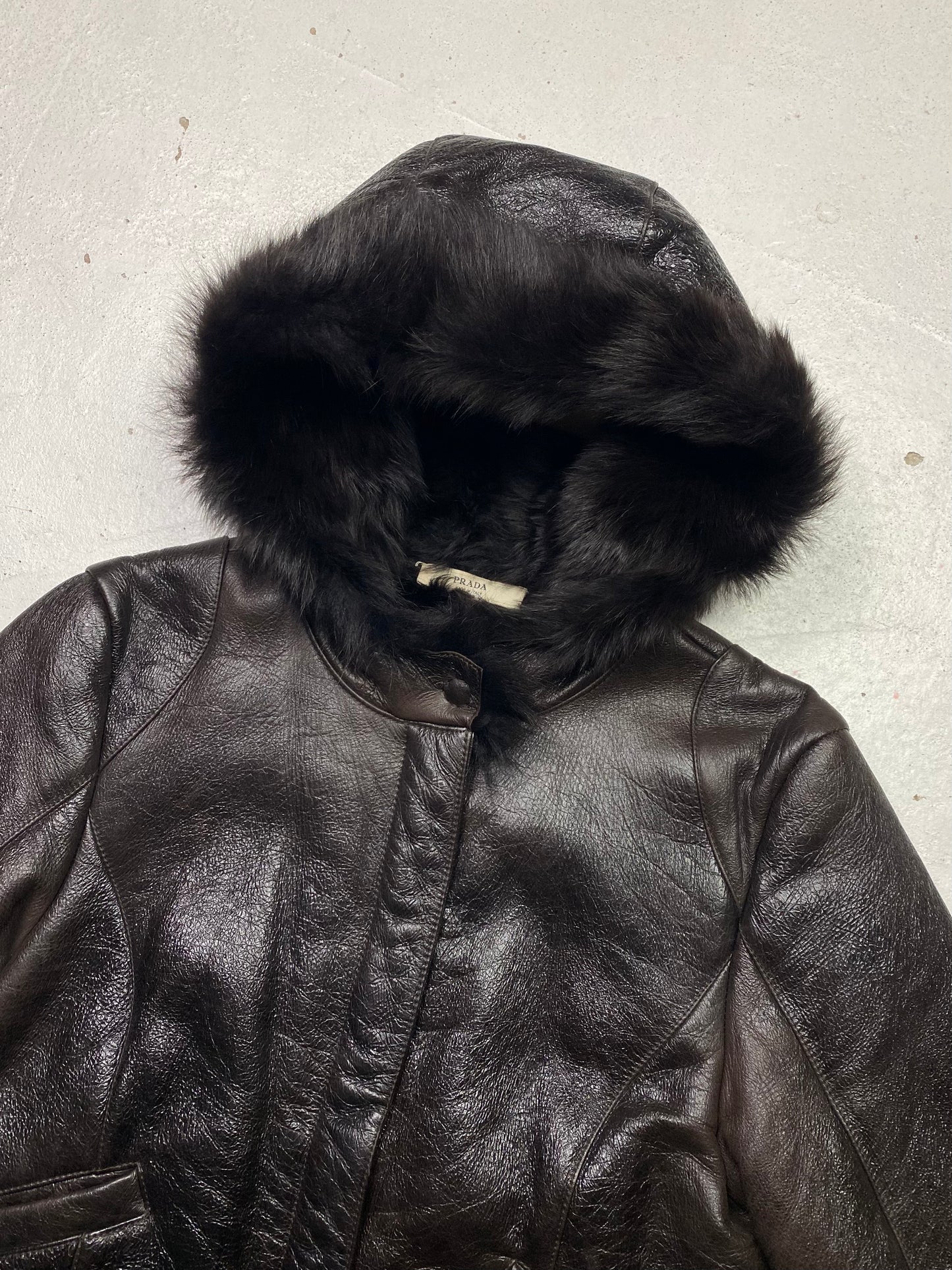 FW 07 Prada Fur Lined Leather Jacket