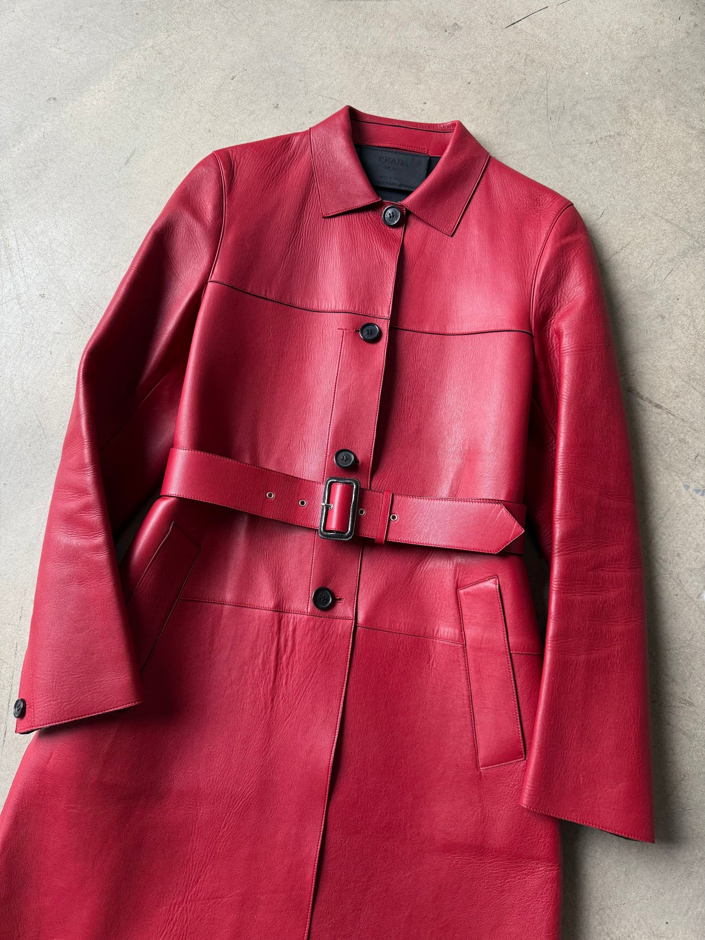 FW 00 Prada Leather Trench Coat
