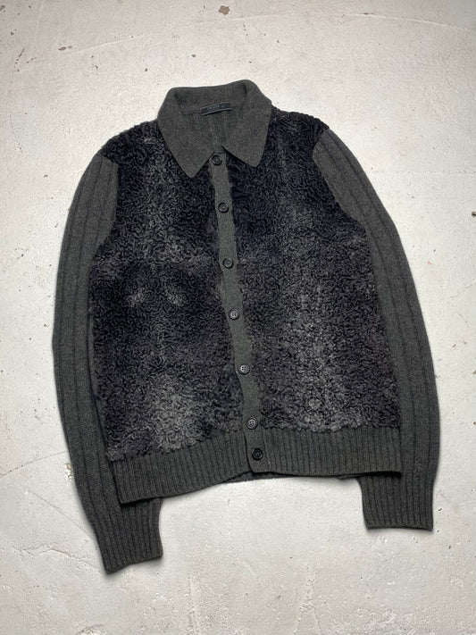 FW 00 Prada Fur & Wool Cardigan