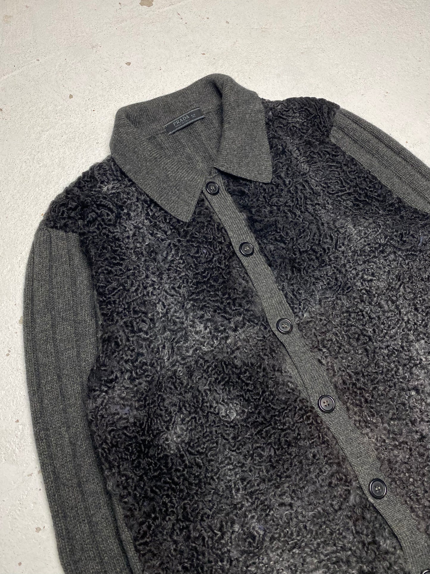 FW 00 Prada Fur & Wool Cardigan