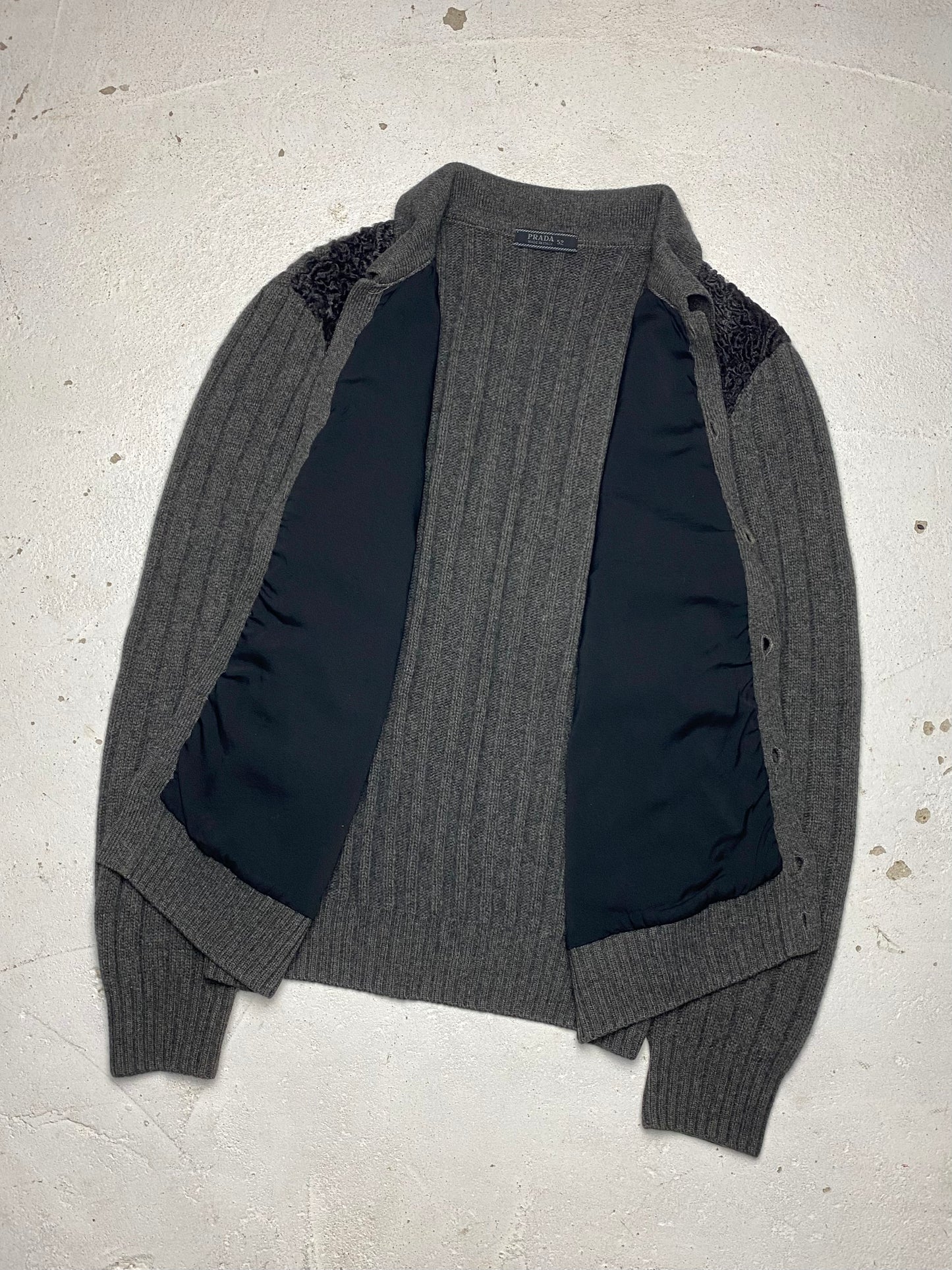 FW 00 Prada Fur & Wool Cardigan
