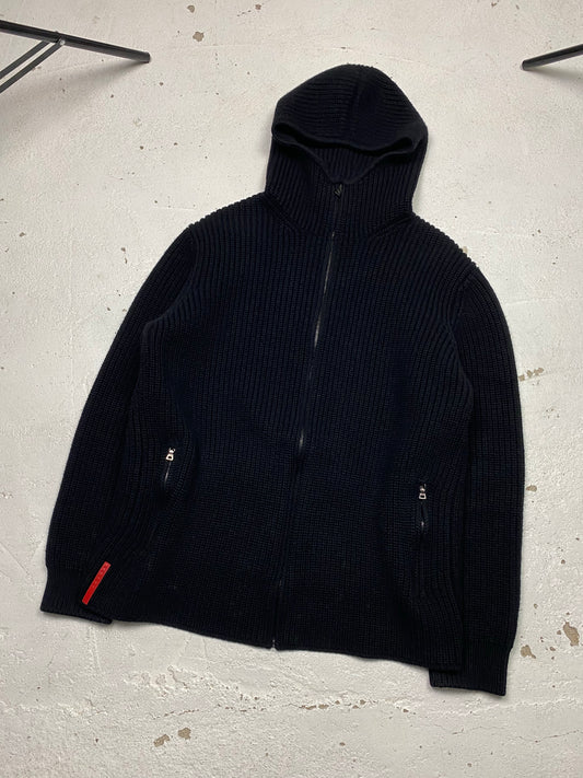 2009 Prada Linea Rossa Wool Knit Hoodie