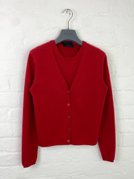 FW 00 Prada Cashmere Vest & Cardigan Set