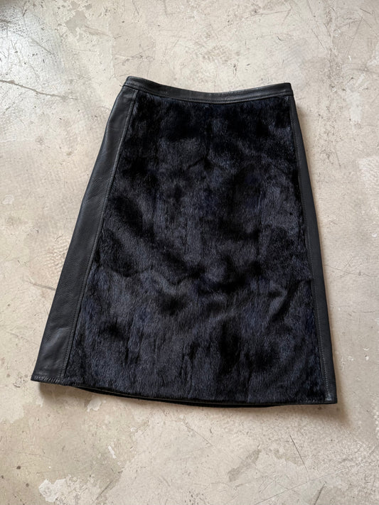 FW 00 Prada Sport Fur & Leather Skirt
