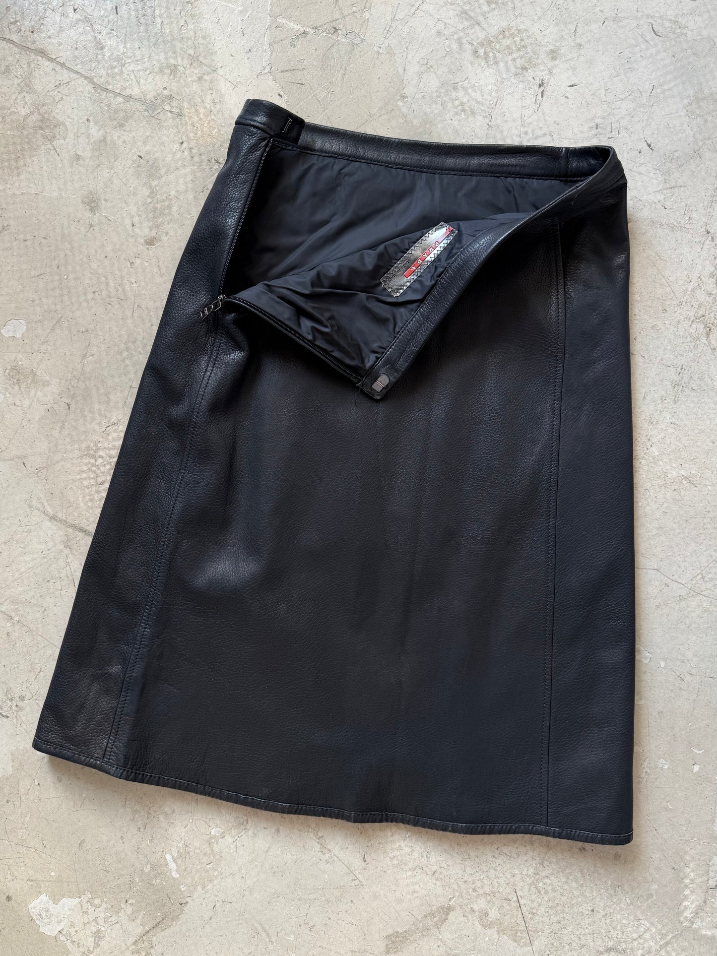 FW 00 Prada Sport Fur & Leather Skirt