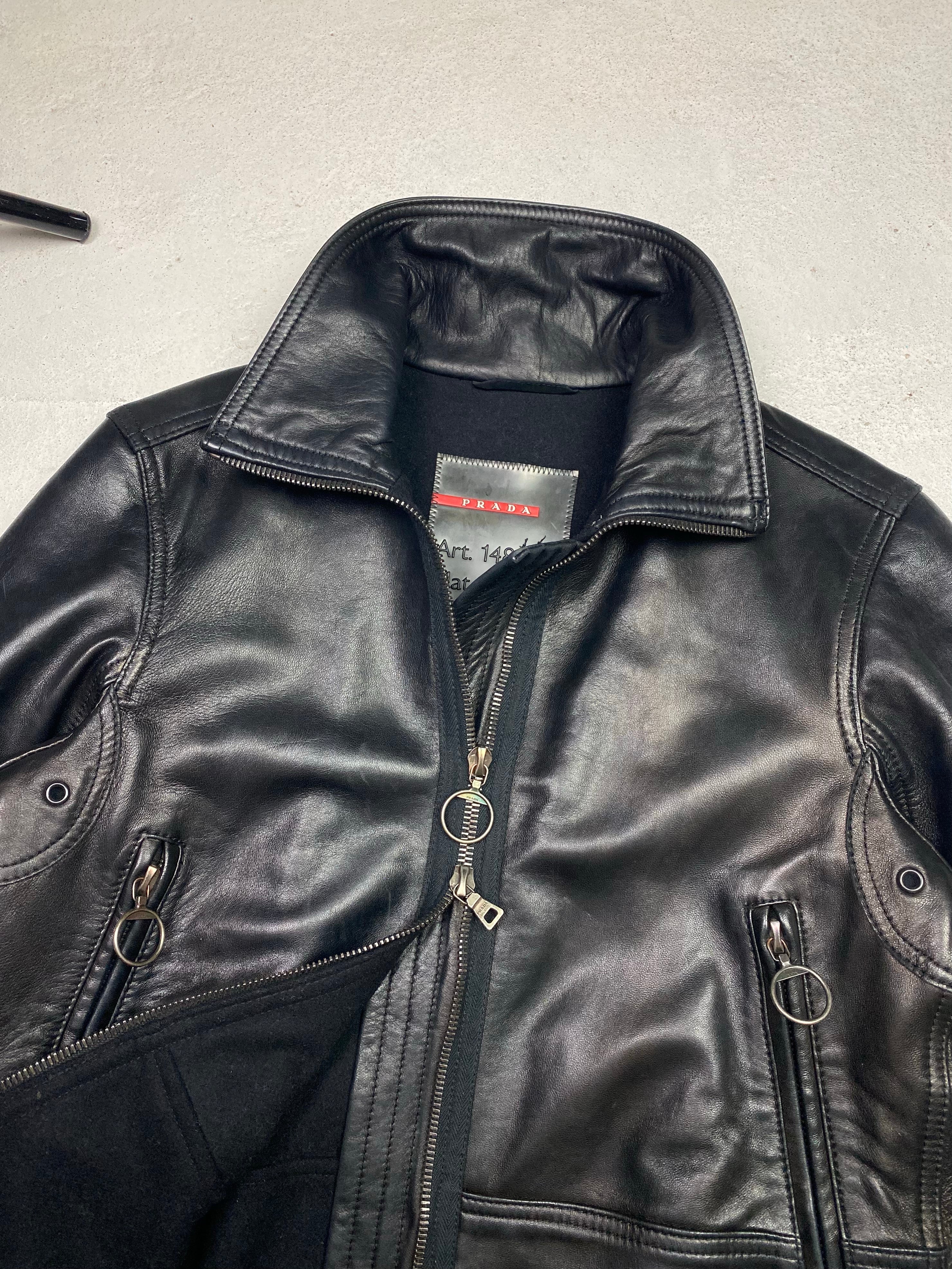 PRADA SPORTS leather elbow patch jacket