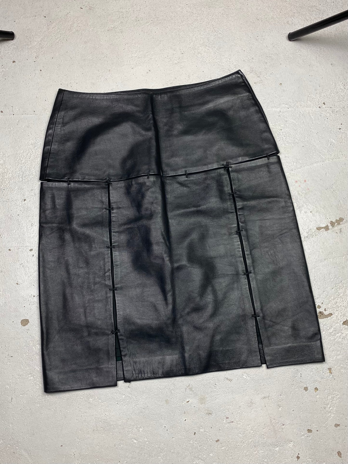 FW 98 Prada Panelled Leather Skirt