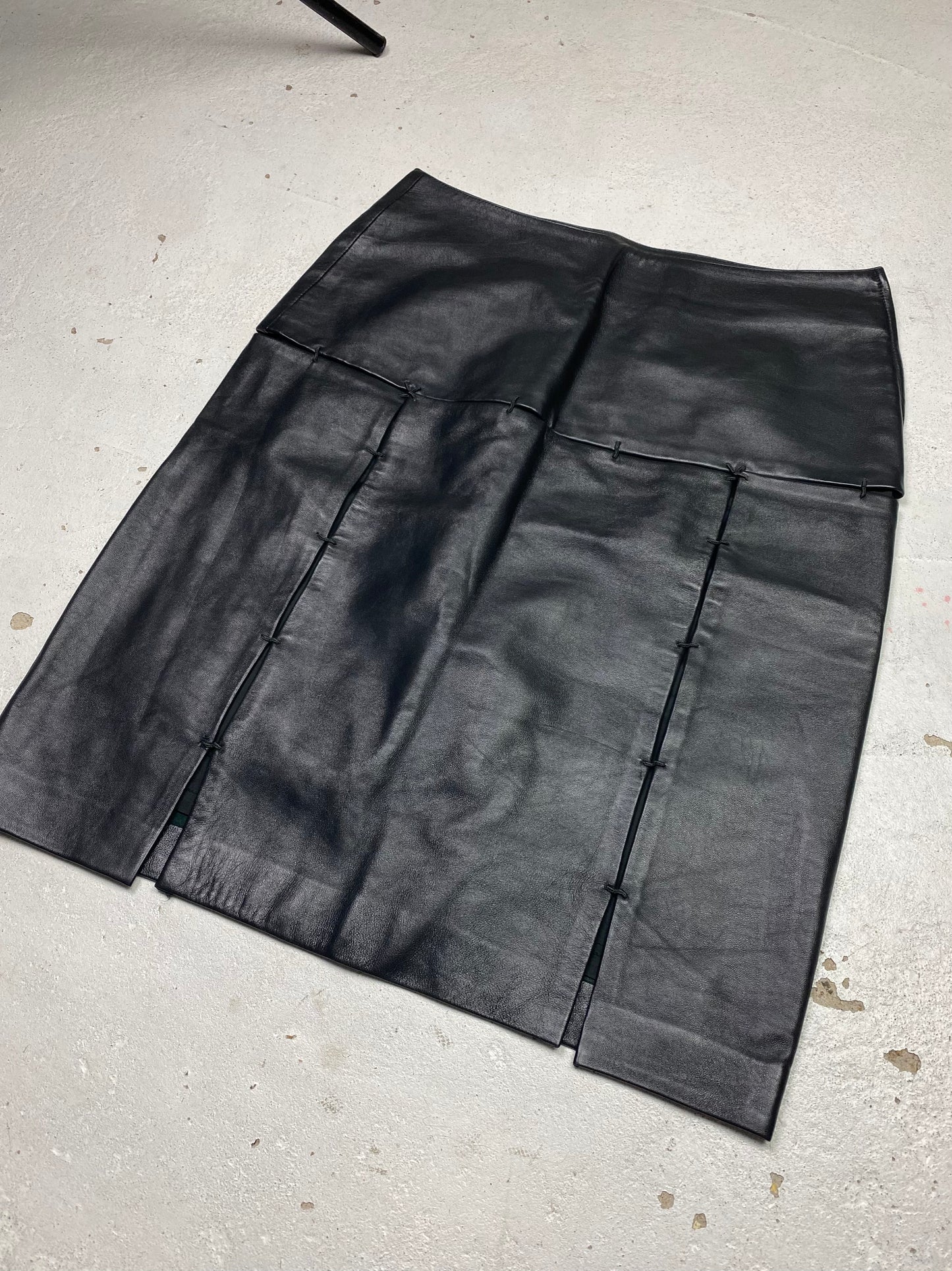 FW 98 Prada Panelled Leather Skirt