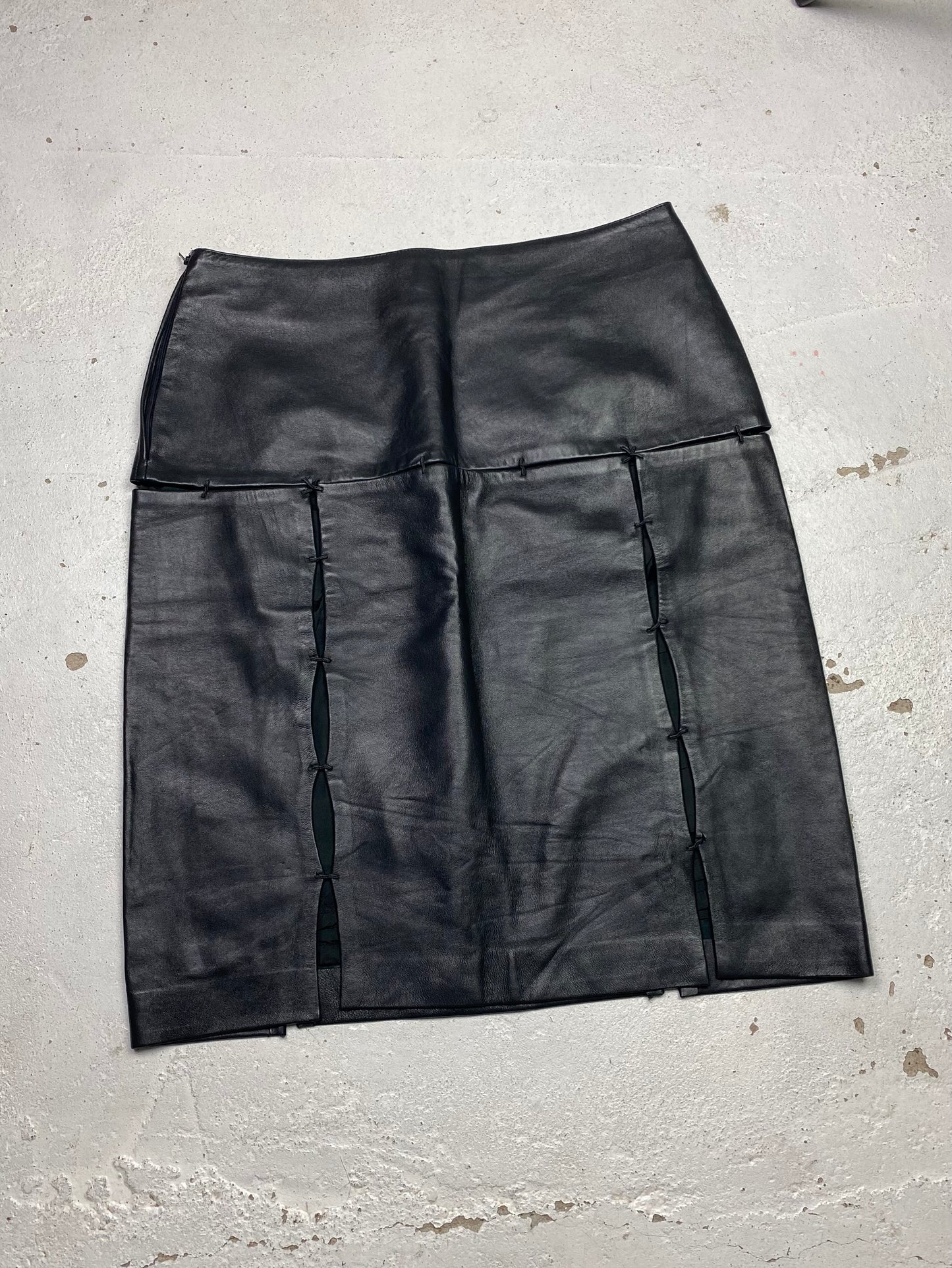 FW 98 Prada Panelled Leather Skirt