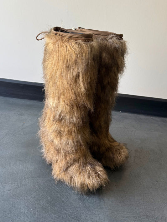 2011 Prada Linea Rossa Fur Wedge Boots