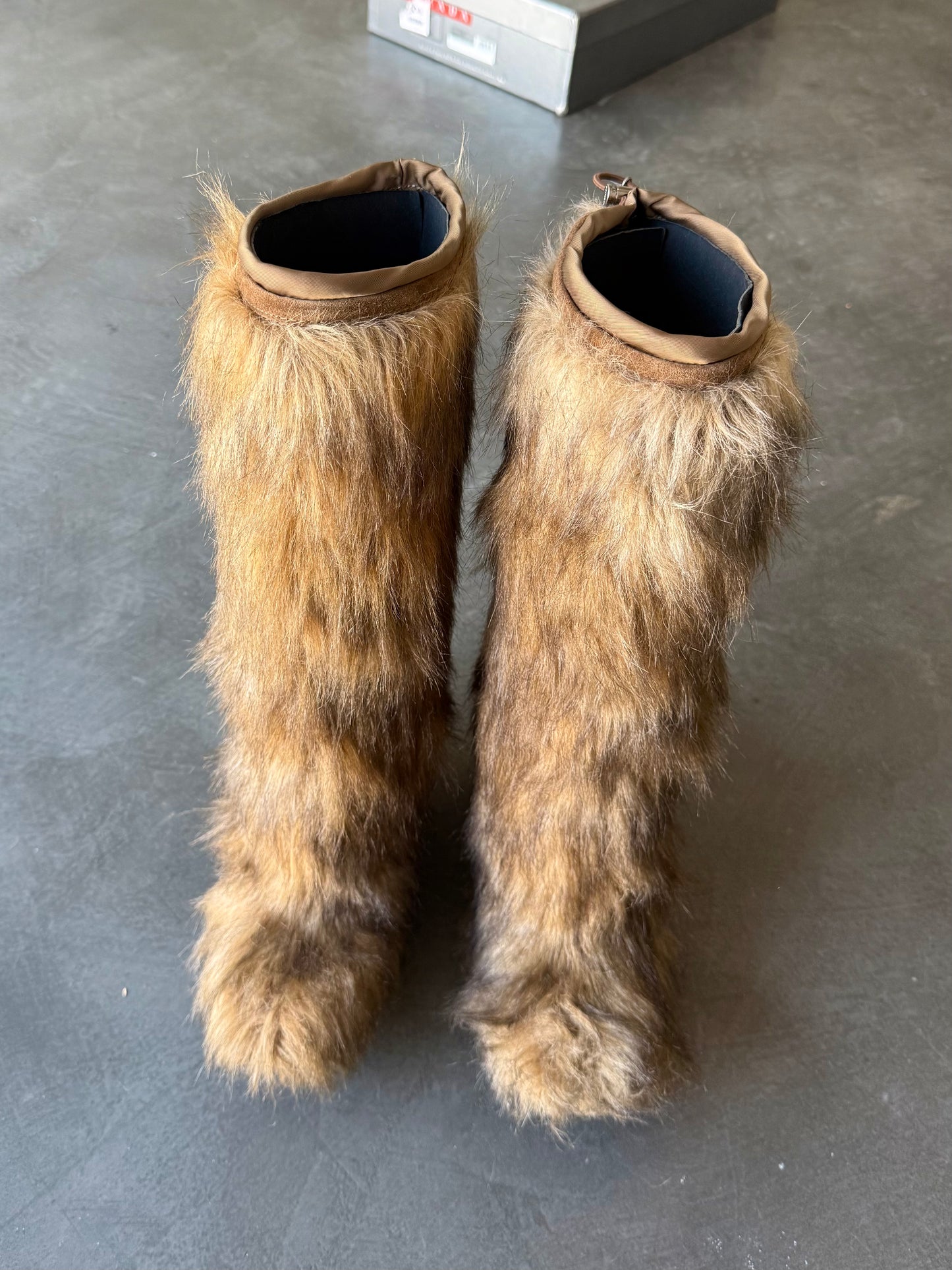 2011 Prada Linea Rossa Fur Wedge Boots