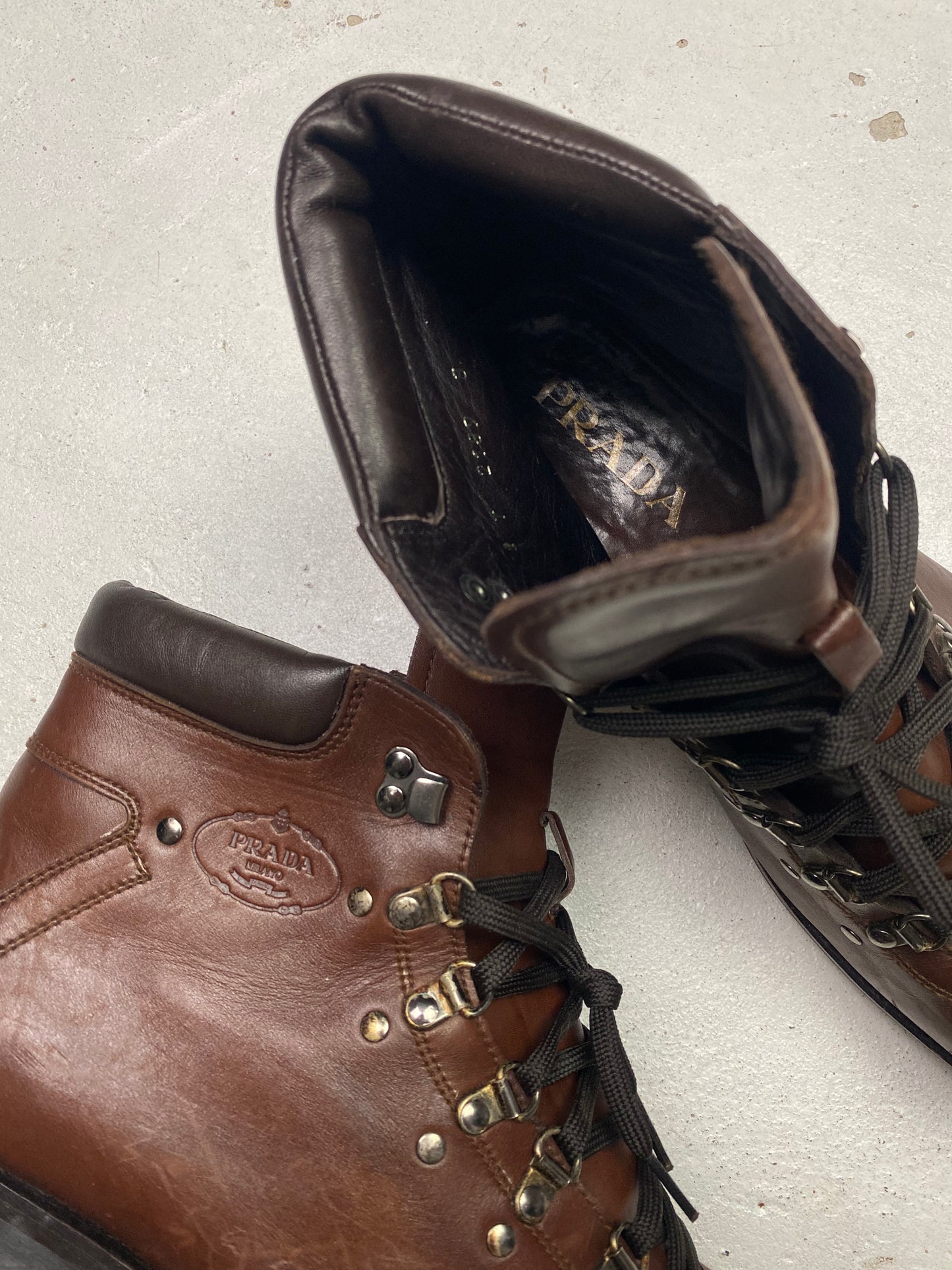 Prada Leather Hiking Boots