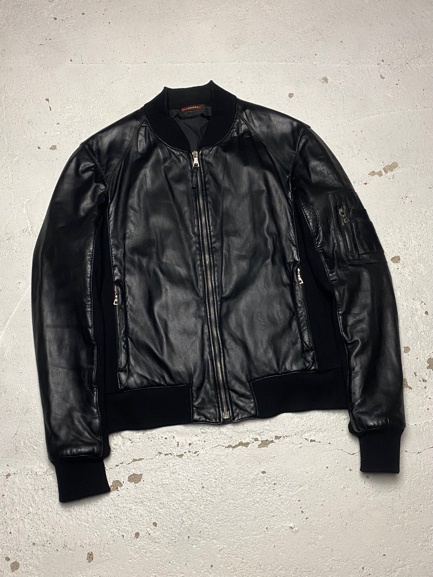 Prada Sport Leather Bomber Jacket