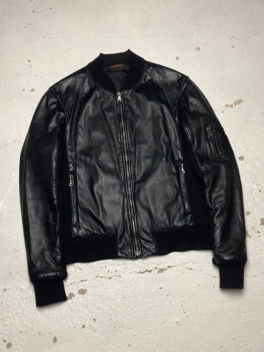 Prada Sport Leather Bomber Jacket