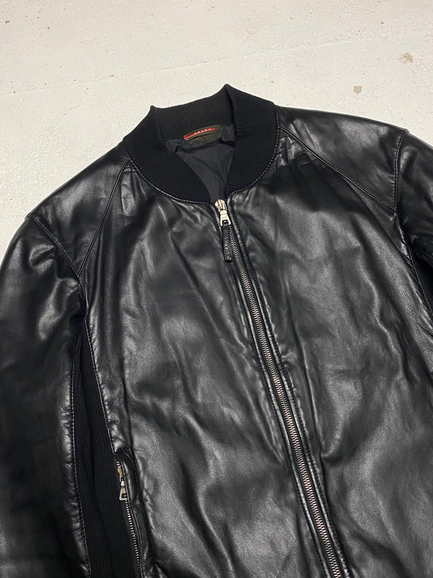Prada Sport Leather Bomber Jacket