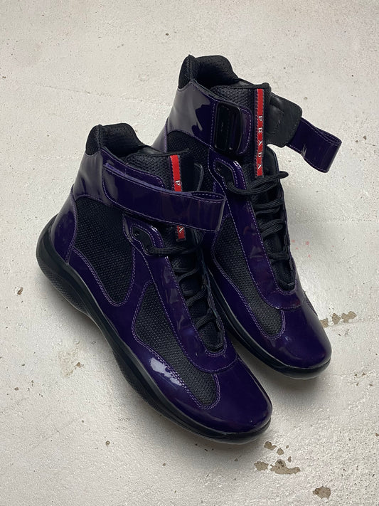 Prada Americas Cup Mid Patent Trainers