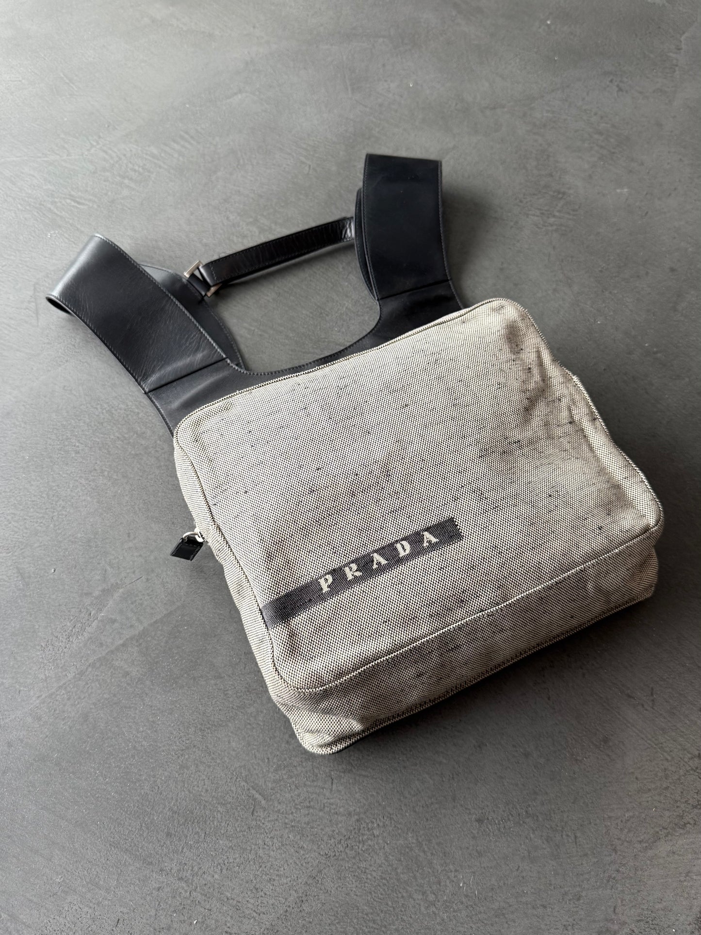 SS 99 Prada Linen & Leather Chest Rig Backpack