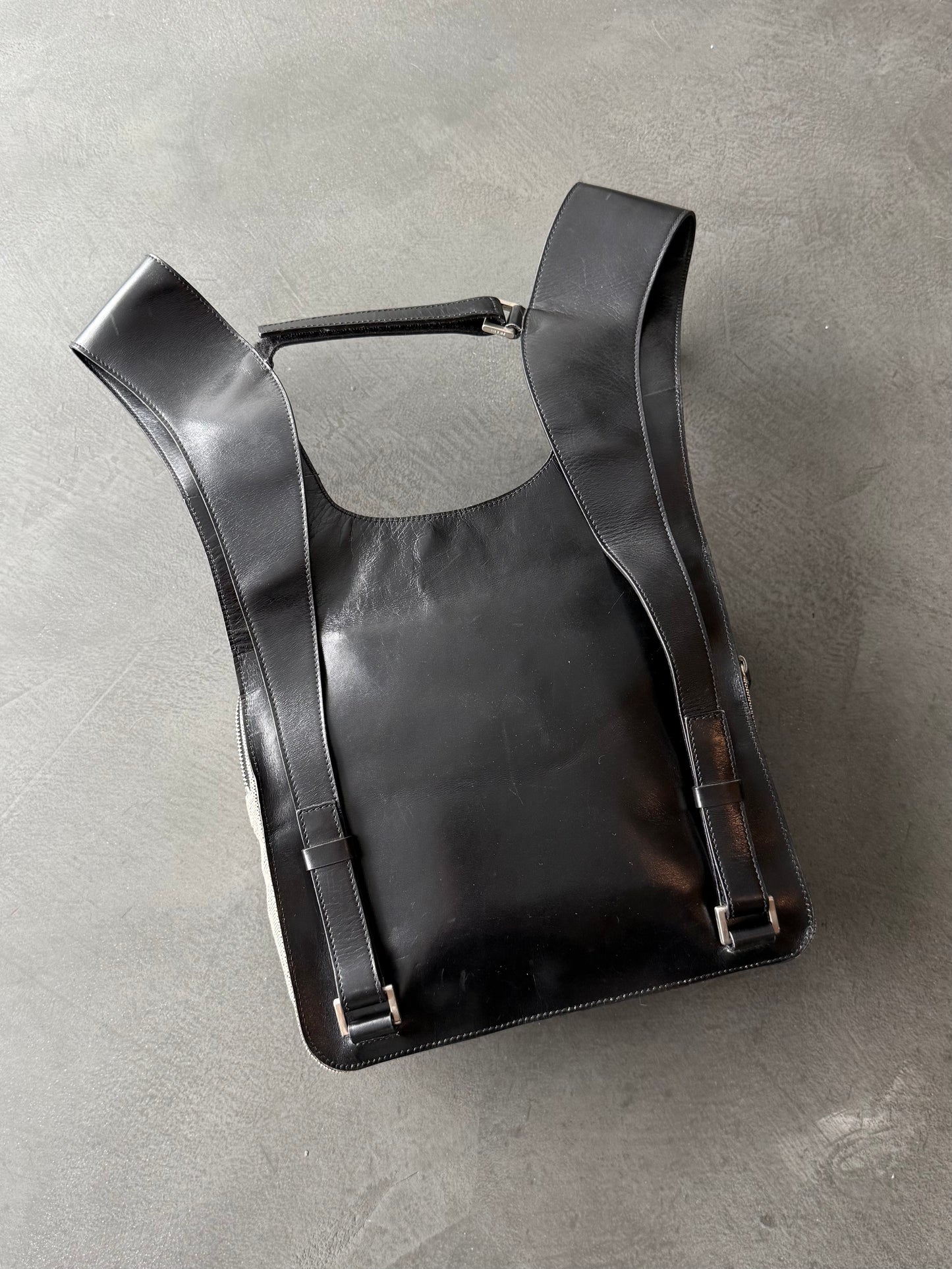 SS 99 Prada Linen & Leather Chest Rig Backpack